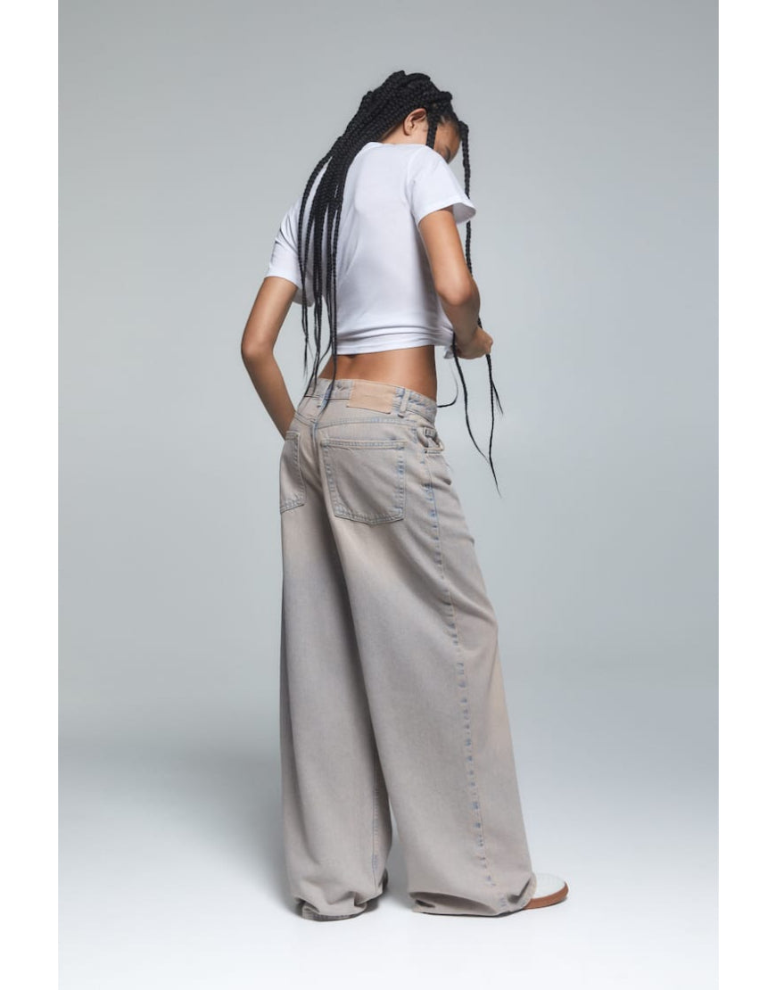 Baggy Straight Jeans in Light Grey