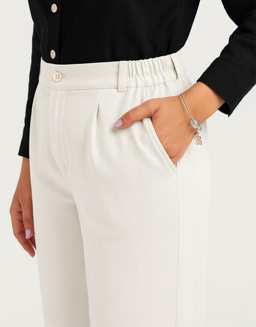 Wide Georgette Pants White
