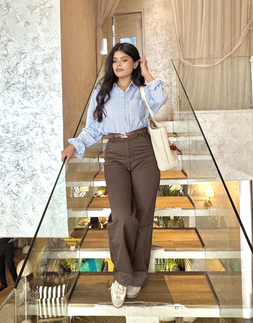 Wide Leg Twill Pants Mocca