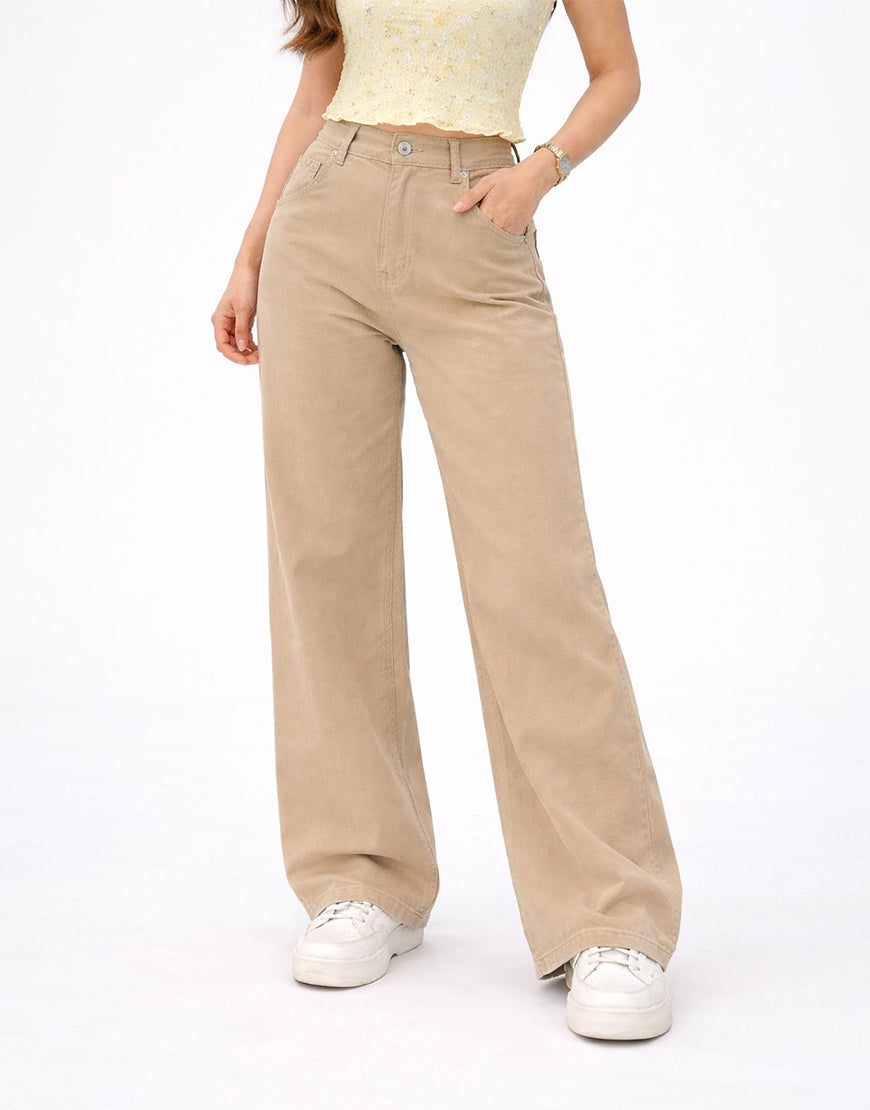 High Rise Wide Leg Pants Camel