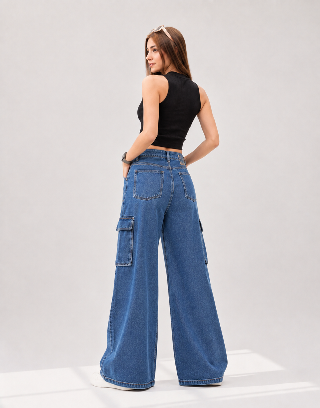 Wide Leg Flap Cargo Dark Blue