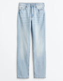 HM High Rise Straight Fit Jeans Light Blue