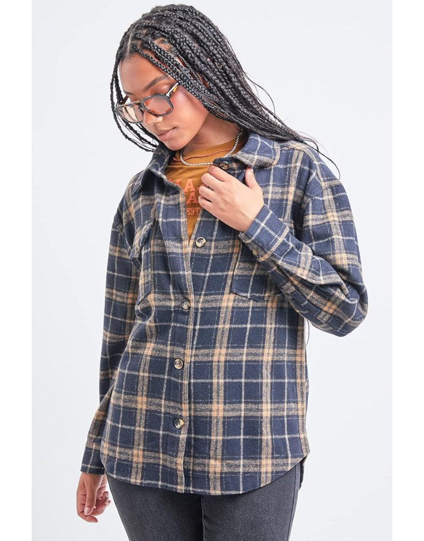 Checked Oversized Shirt in Blue & Grey