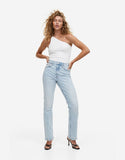 HM High Rise Straight Fit Jeans Light Blue