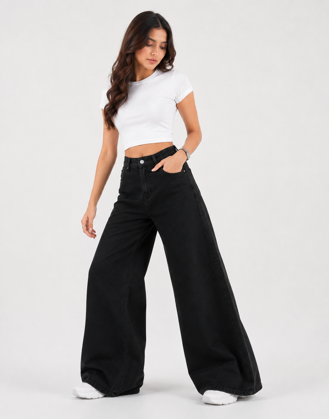 Super Wide Leg Jeans Jet Black
