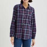Checked Oversized Shirt in Blue & Purple