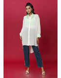 Front Button Closure White Top With Collar Neck