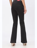 High Rise Flared Jeans in Jet Black with Stylish Pocket