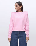 Sweatshirt with Padded Shoulders-Pink