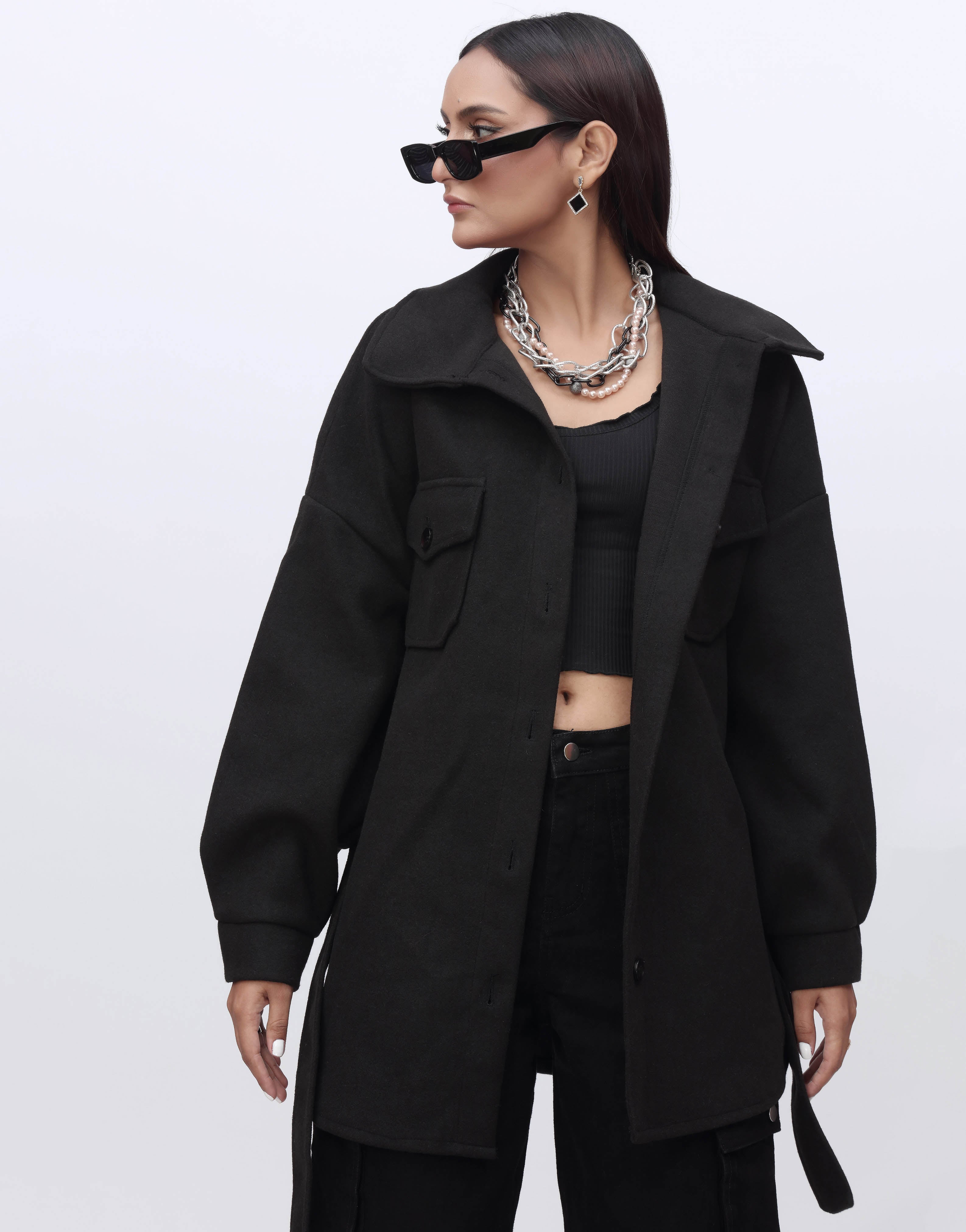 Trench Coat-Black (Without Belt)