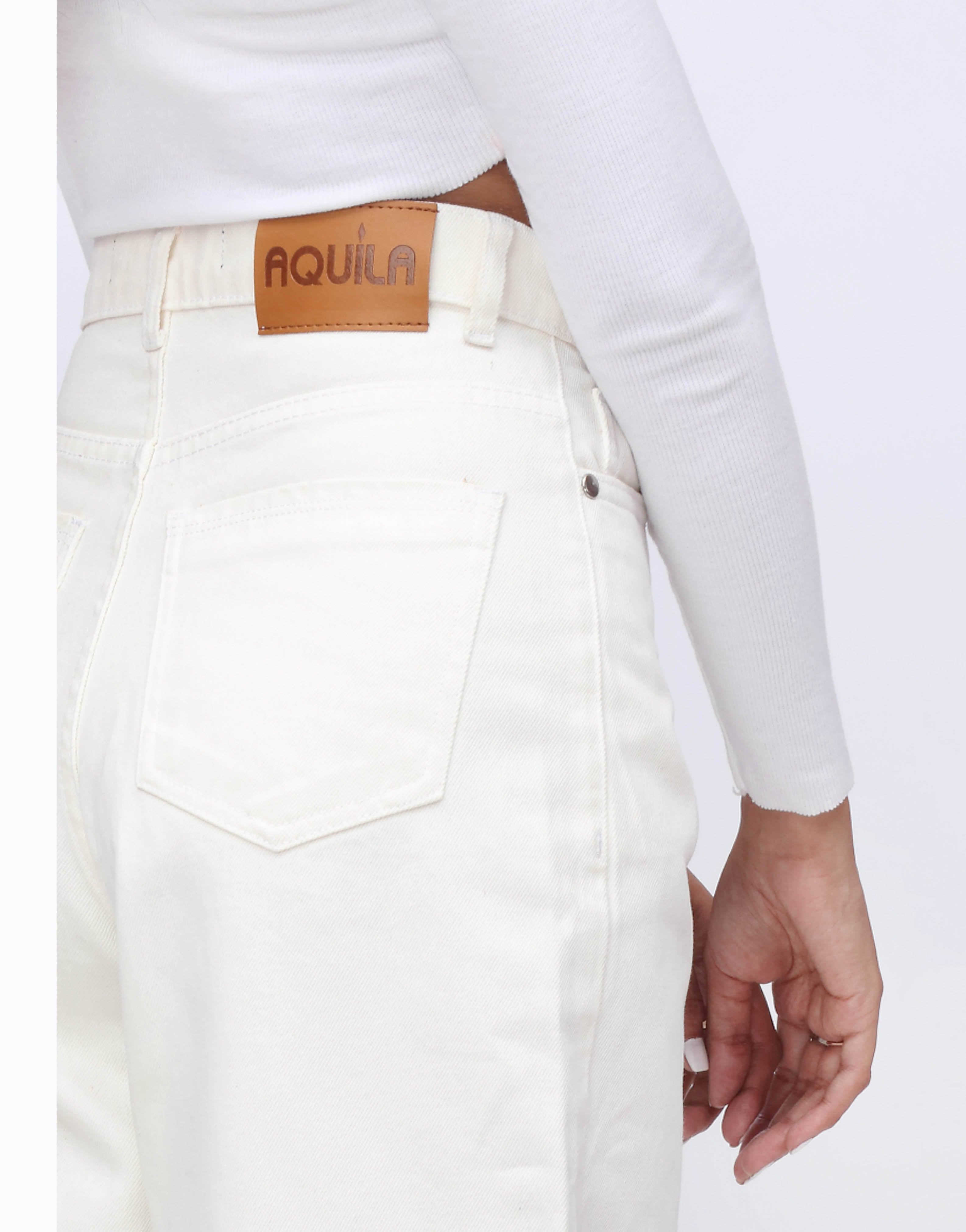 High Rise Stretchable Wide Leg Jeans White