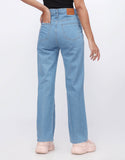 High Rise Straight Leg Jeans Medium Blue