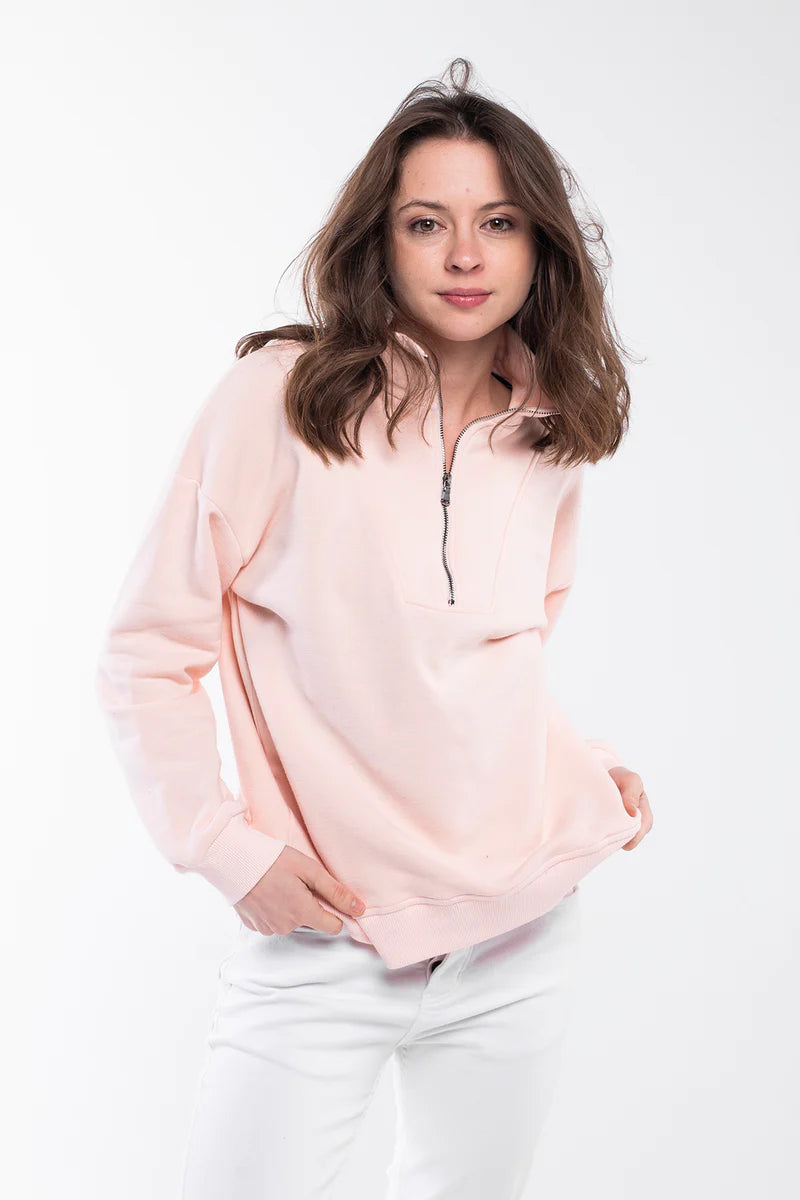 Zip Neck Oversized Sweatshirt