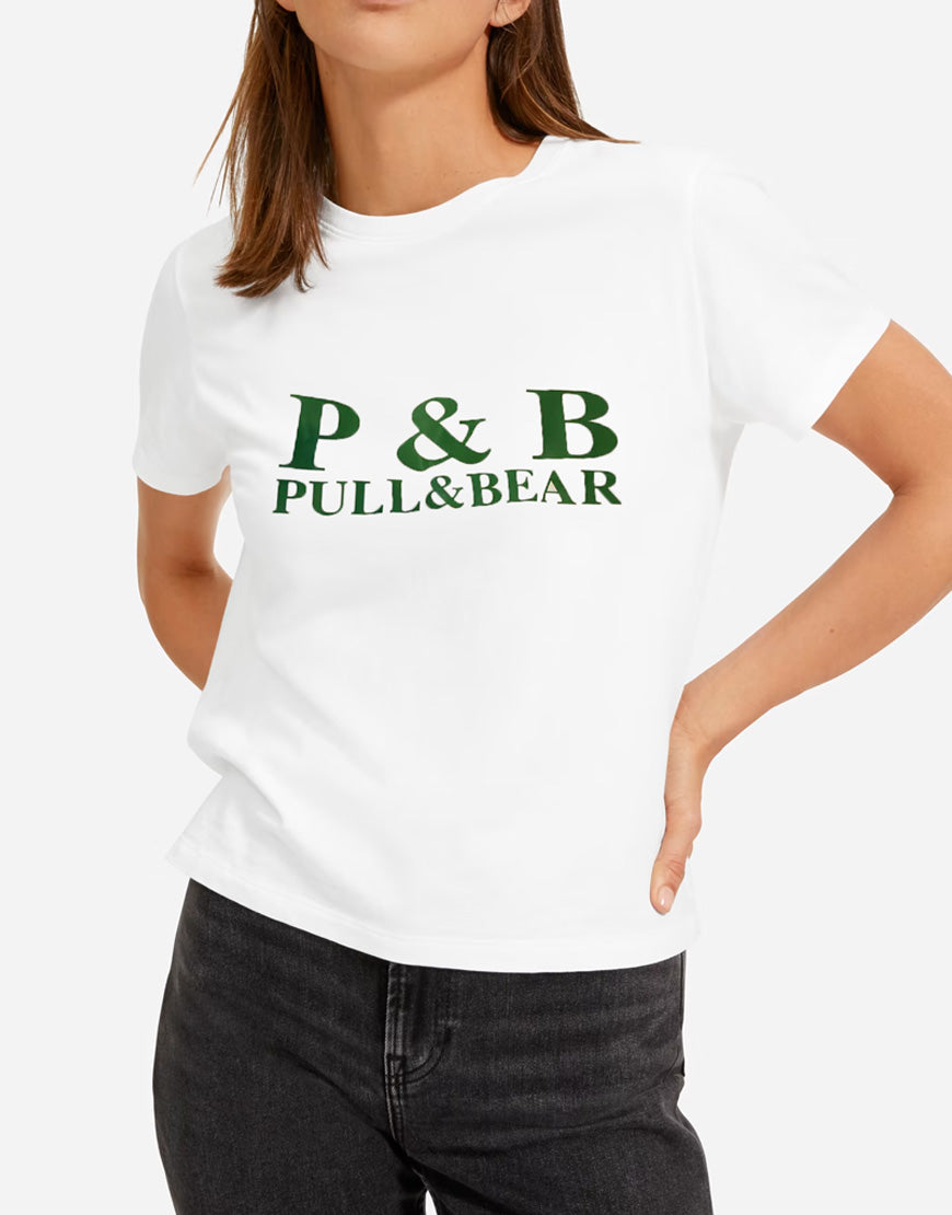 Pull and Bear White T Shirt