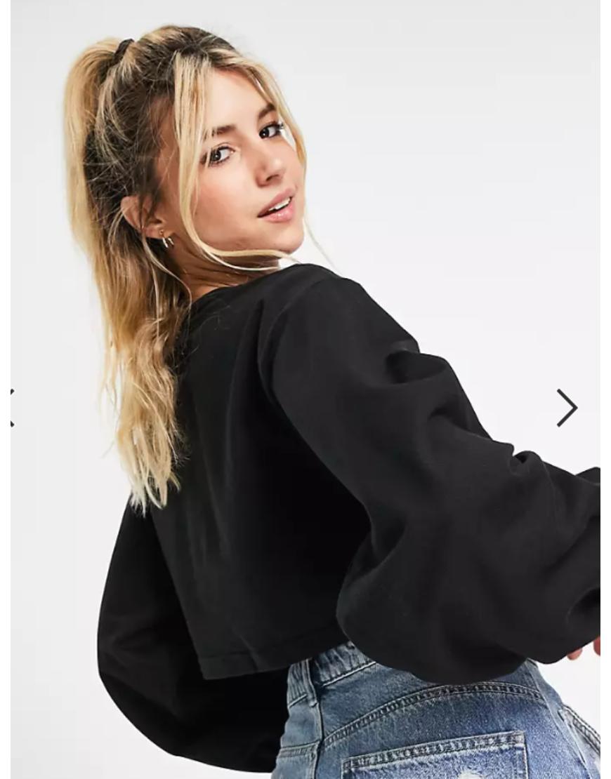 Oversized Cropped Sweatshirt Black
