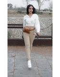 Classic High Waist Skinny Jeans - Khaki-AQNF001