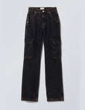 Straight Cargo Jeans Dark Blue Tint