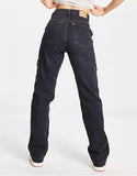 Straight Cargo Jeans Dark Blue Tint