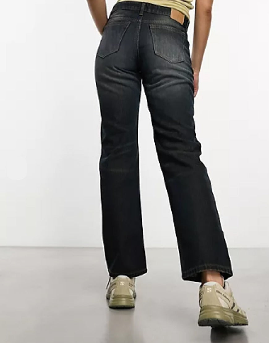 Mid Rise Baggy Jeans Washed Black