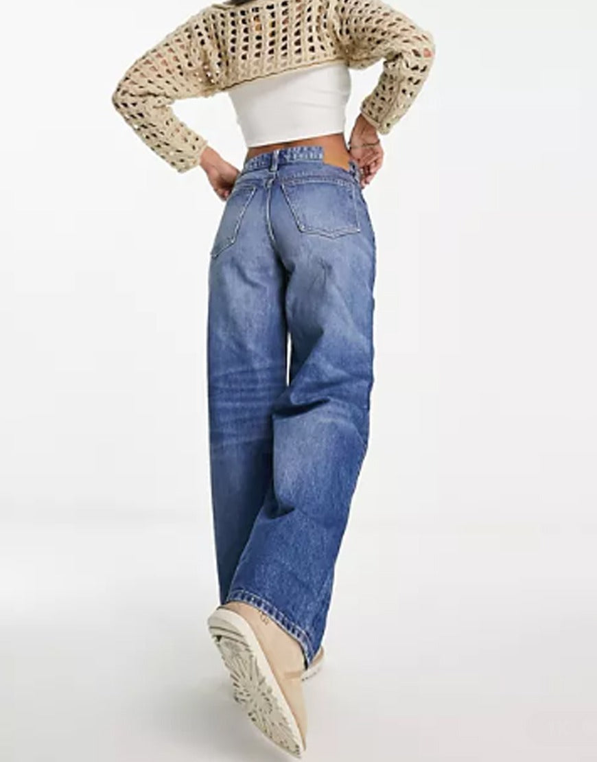 High Rise Baggy Jeans Faded Blue