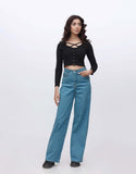 High Rise Wide Leg Jeans Blue Tint