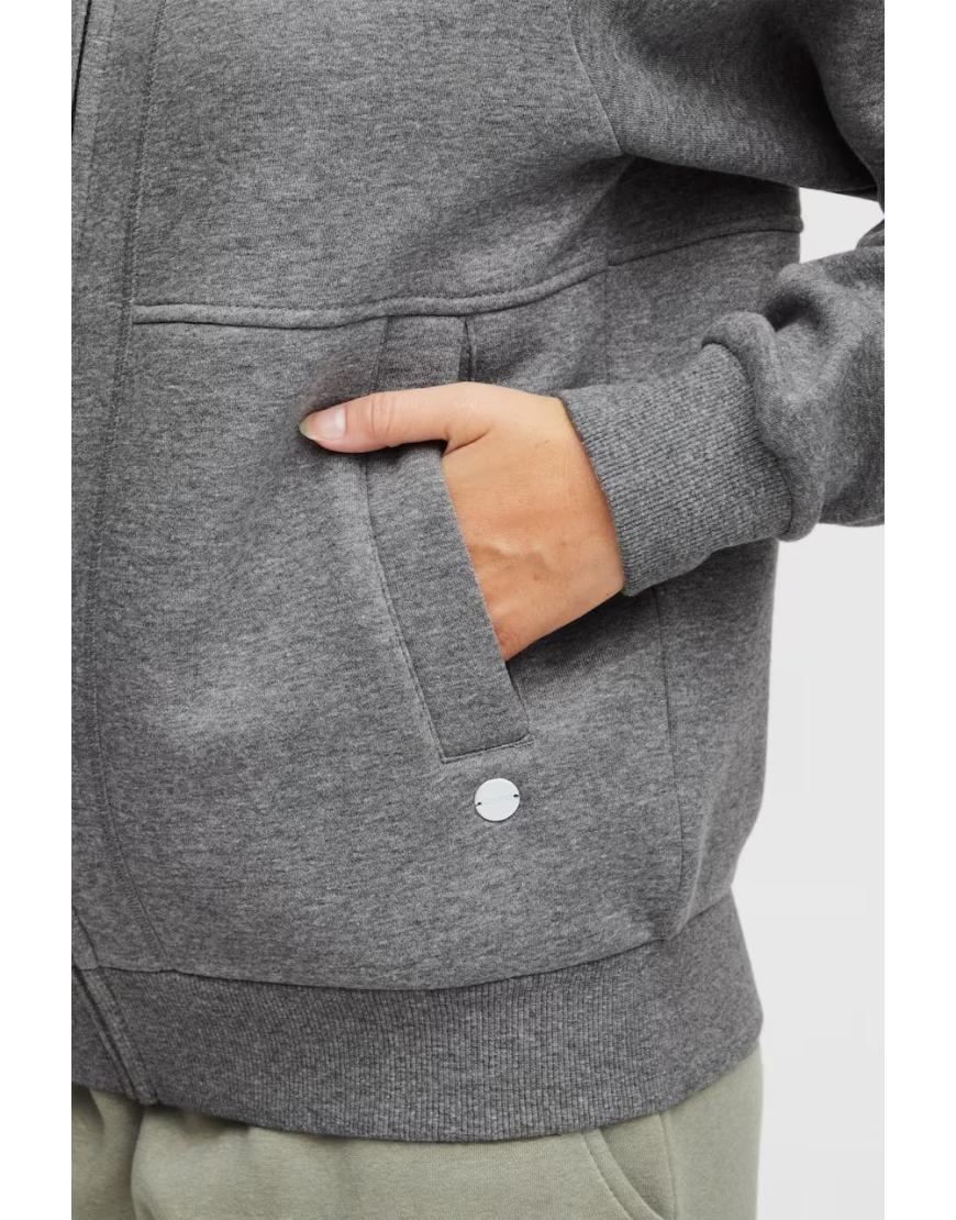 Zipper Hoodie in Thick Fleece- Dark Grey