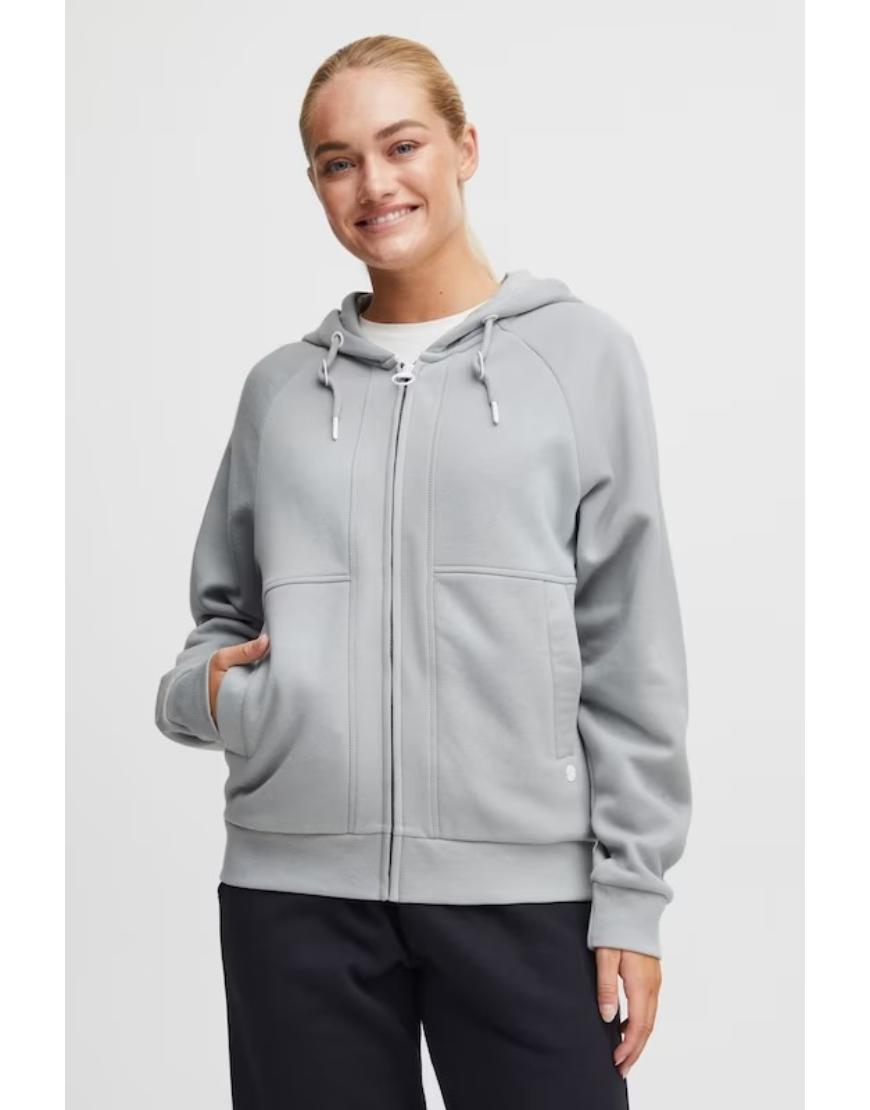 Zipper Hoodie in Thick Fleece- Grey