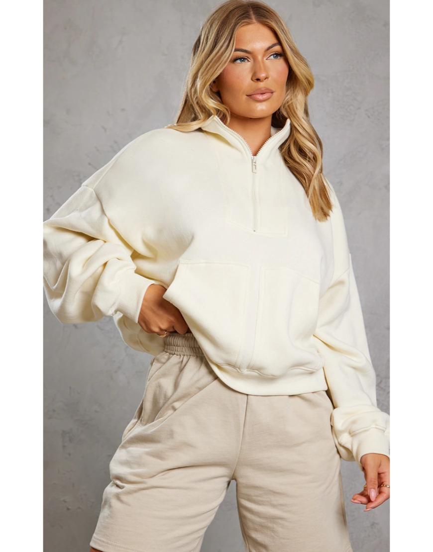 Zip Neck Oversized Sweatshirt