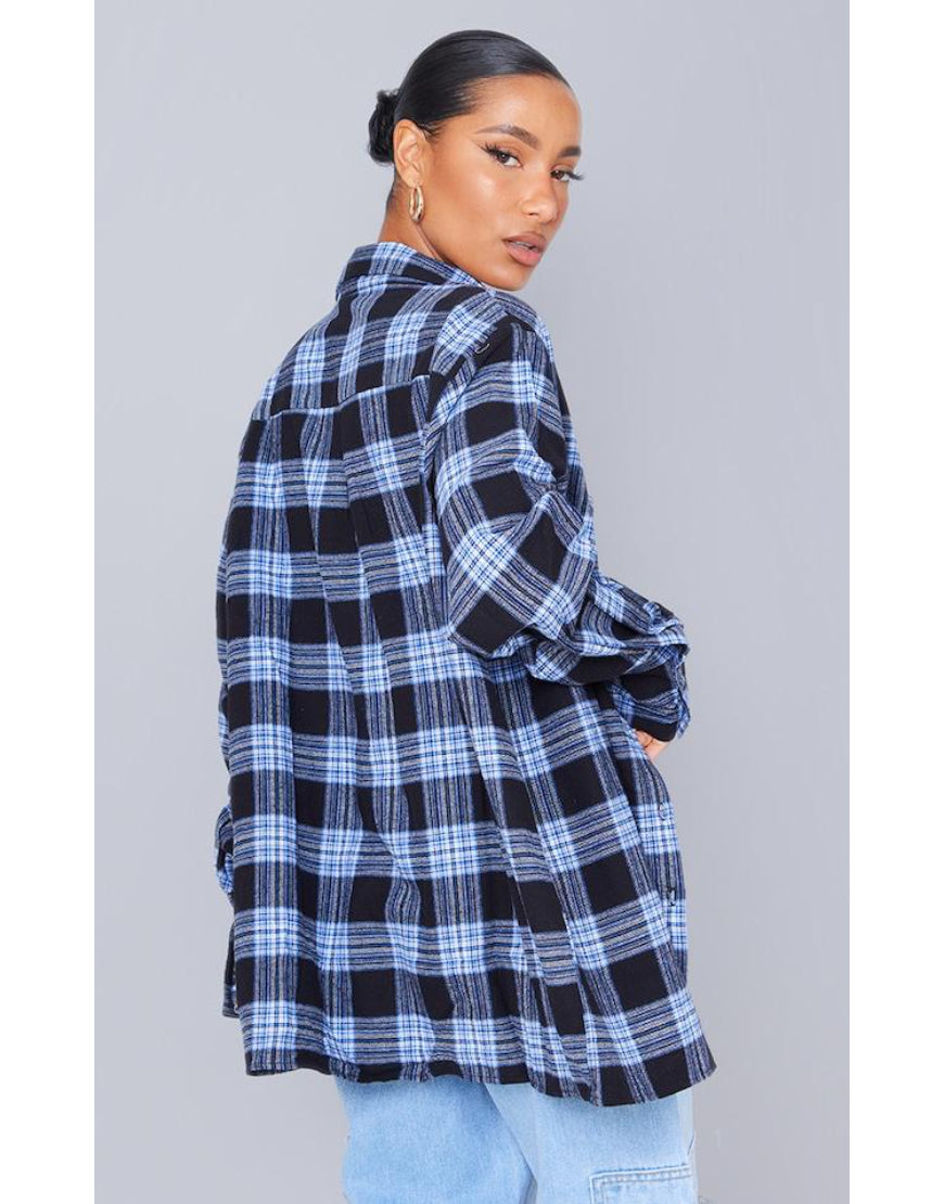 Checked Oversized Shirt in Blue
