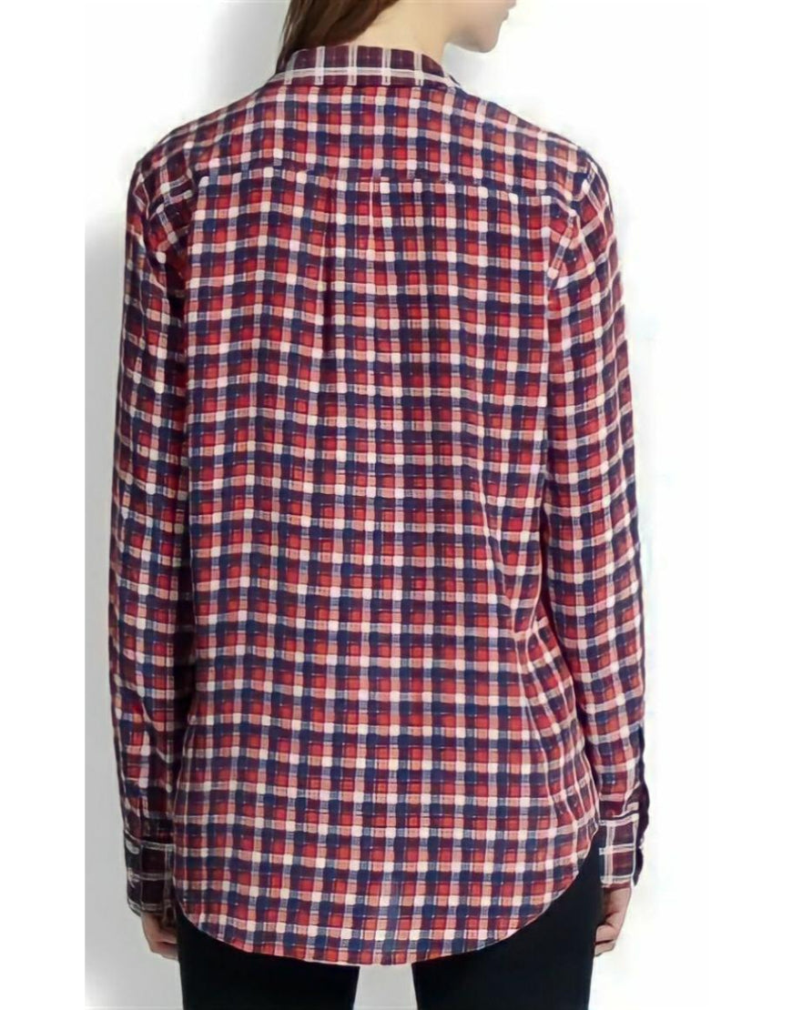 Checked Oversized Shirt in Red & Blue