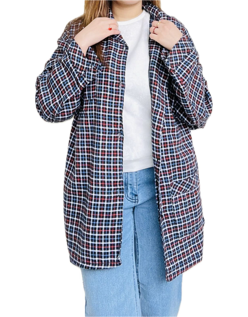 Checked Oversized Shirt in Black