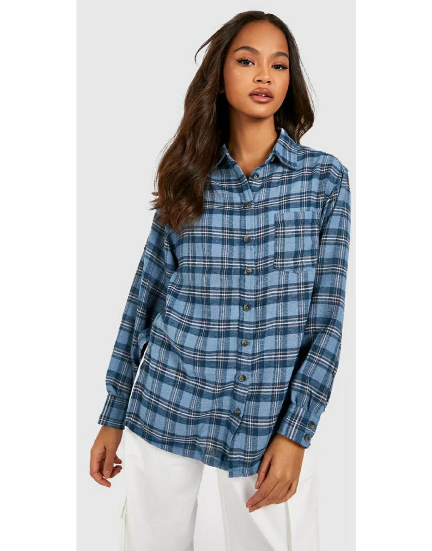 Checked Shirt in Sky Blue