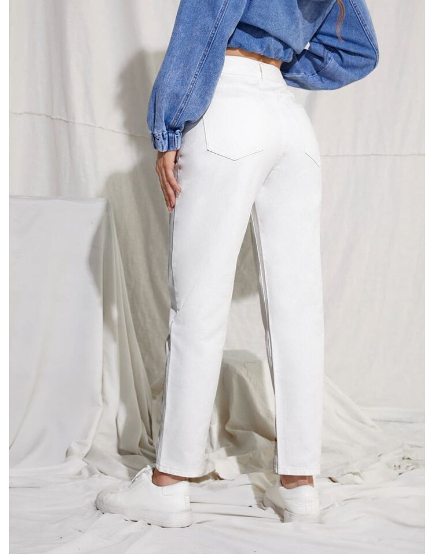 High Rise Mom Fit Jeans White