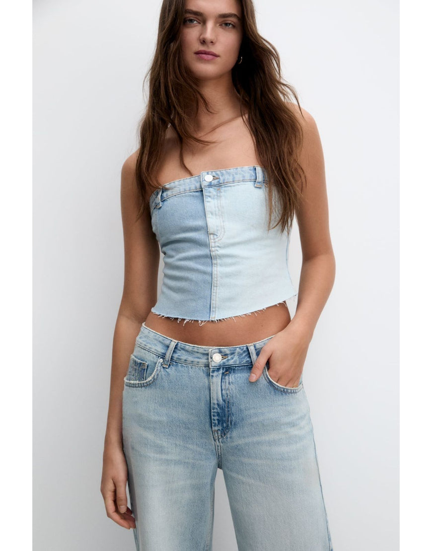 Baggy Straight Jeans in Light Blue