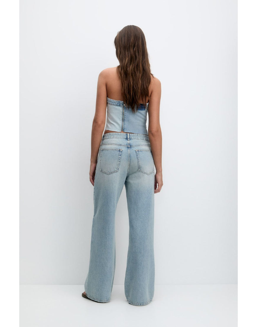 Baggy Straight Jeans in Light Blue