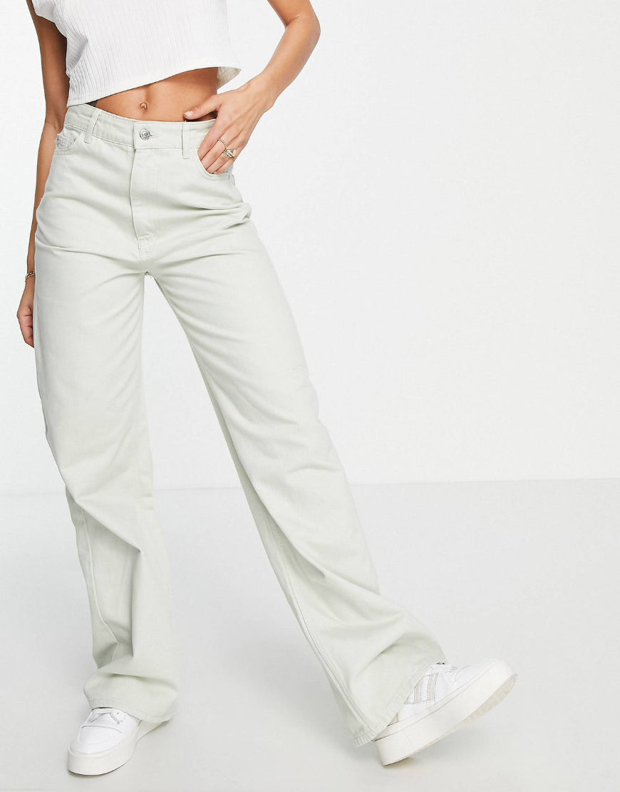 Wide Leg Jeans in Light Khaki