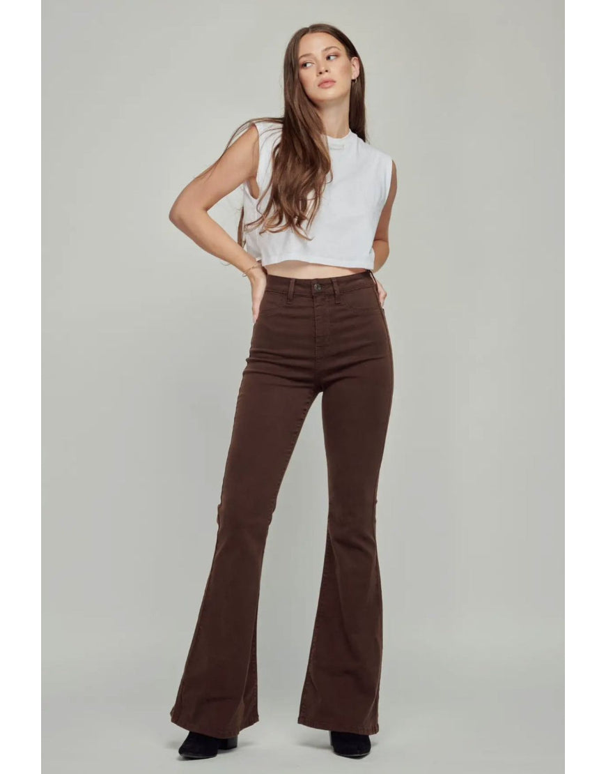 Flared Jeans in Chocolate Brown