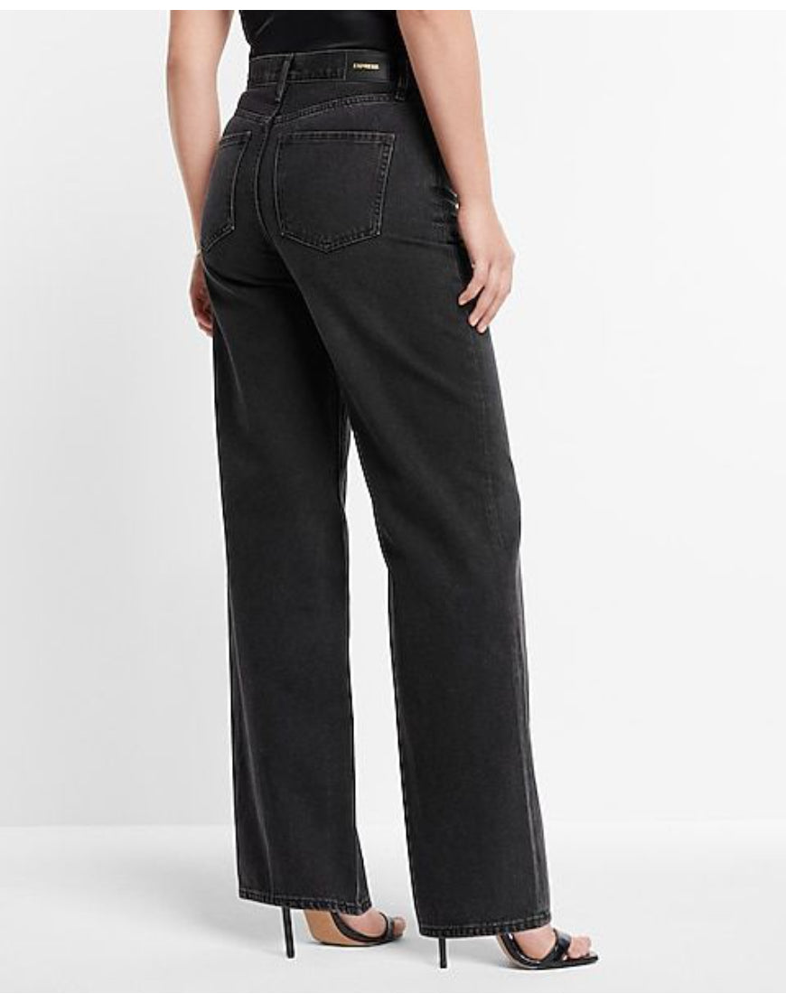 Wide Leg Jeans in Washed Grey