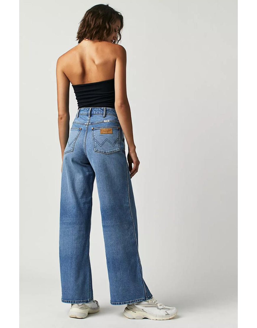 Wide Leg Jeans In Stone Blue