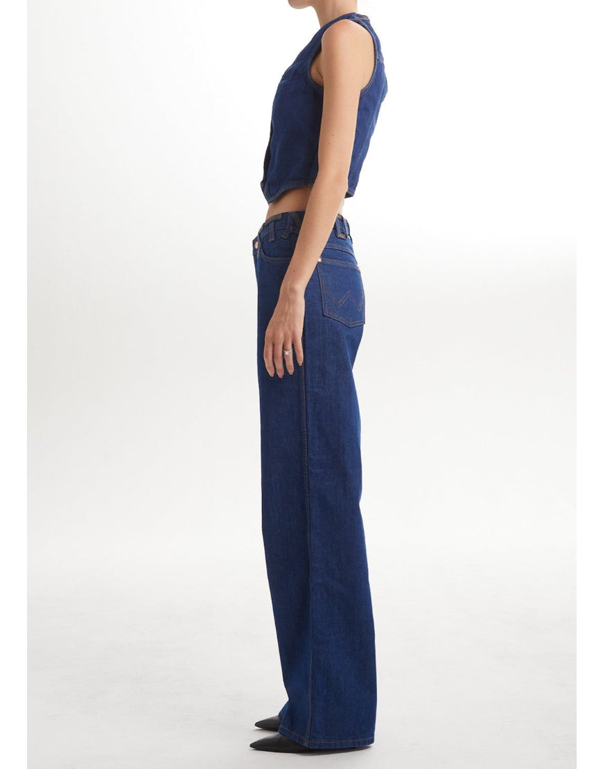 Mid Rise Wide Leg Jeans in Dark Blue