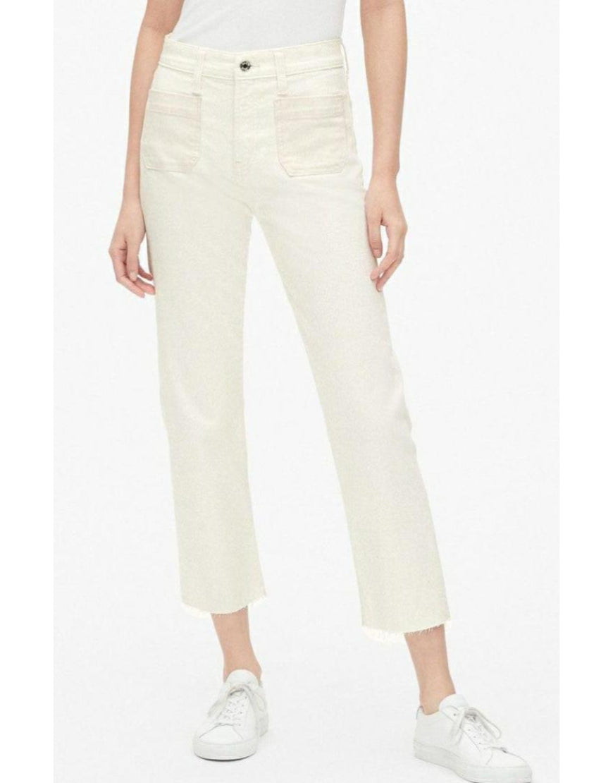 Cropped Slim Jeans in Off White