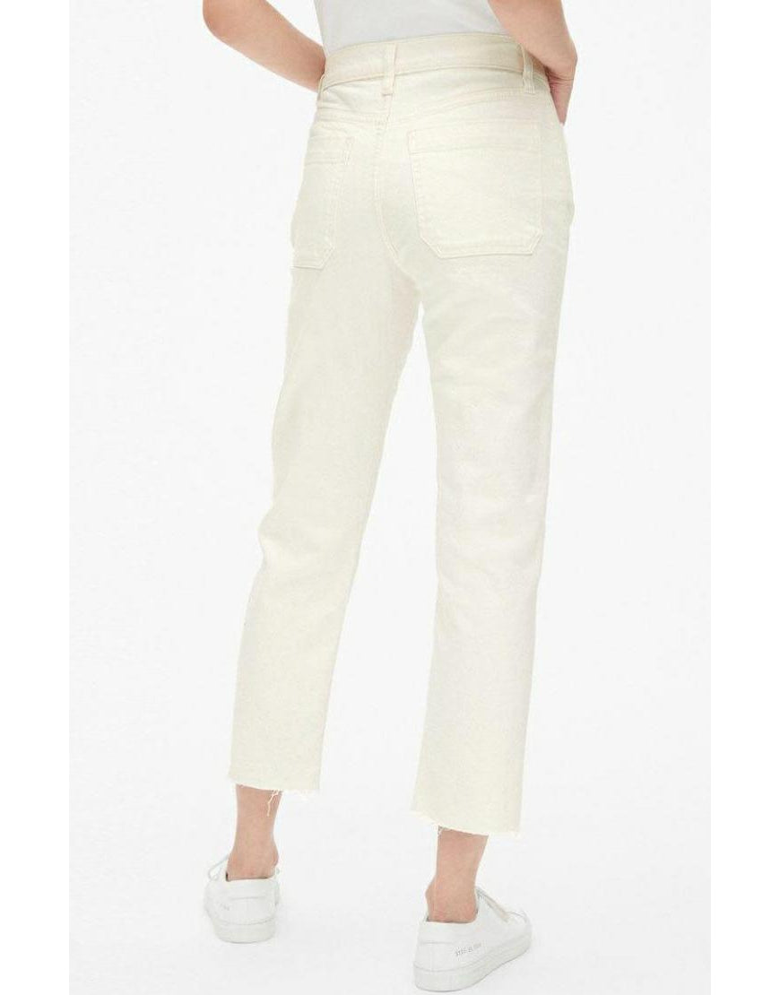 Cropped Slim Jeans in Off White