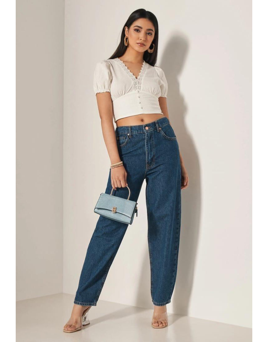 Mom Jeans in Dark Blue