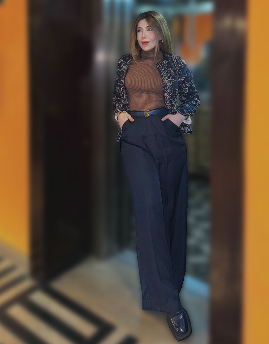 Wide Georgette Pants Navy