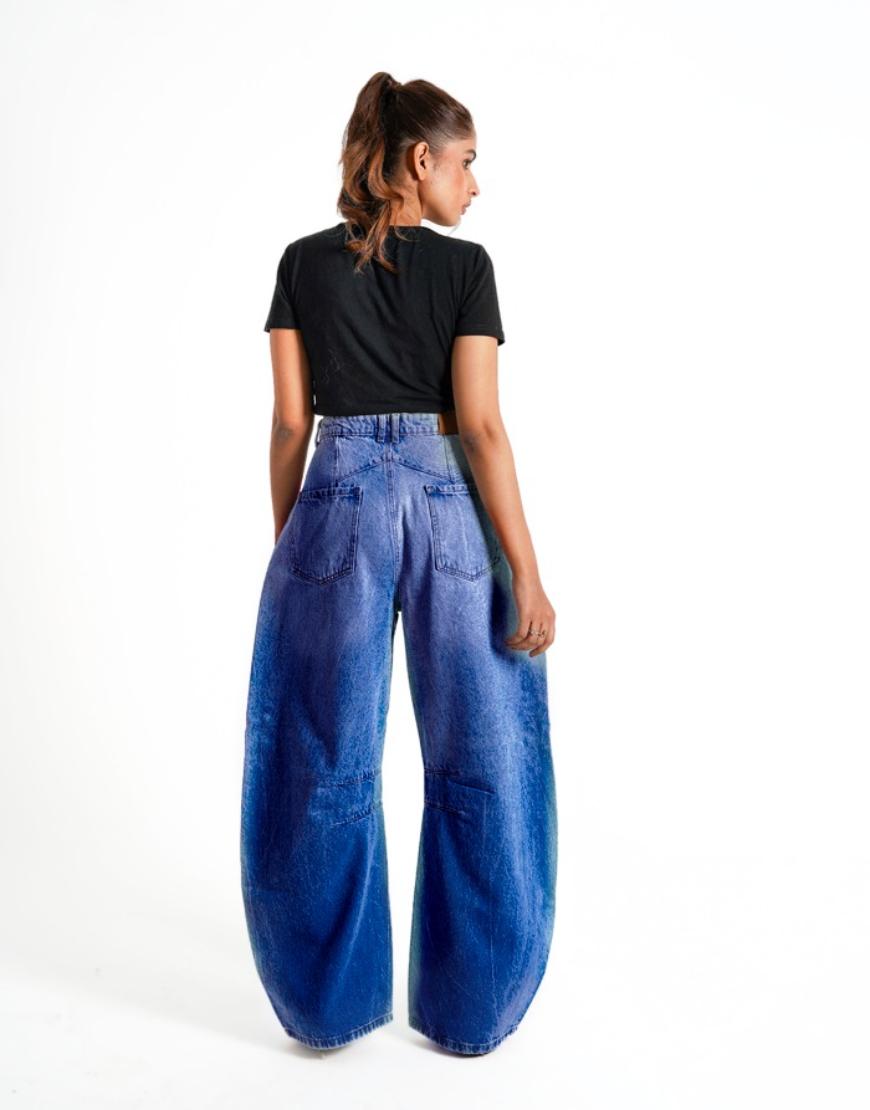 High Rise Dark Wash Barrel Jeans