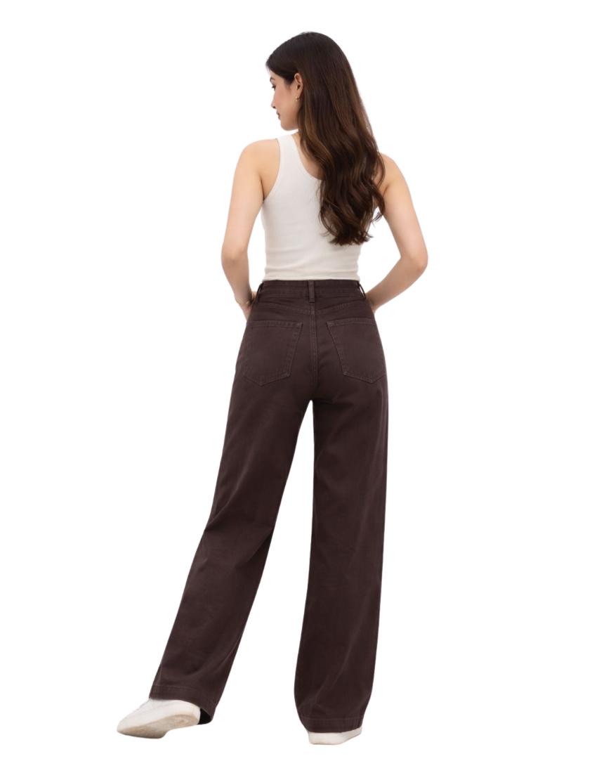 Wide Leg Twill Pants Mocca