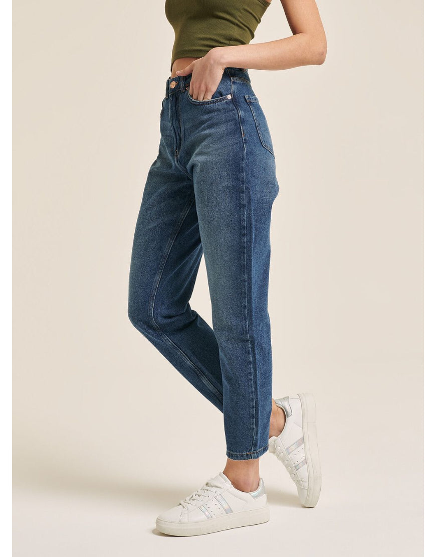 Slim Mom Jeans in Stone Blue