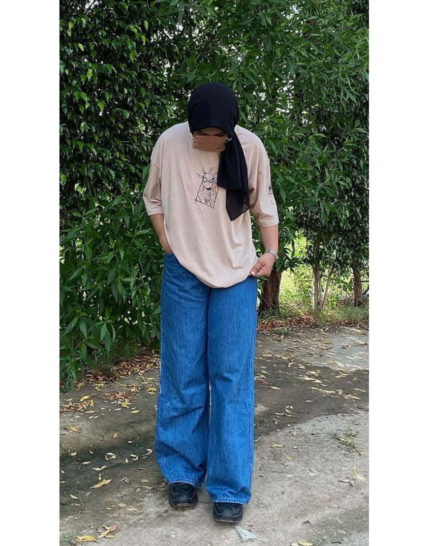 High Rise Wide Leg Jeans Stone Blue