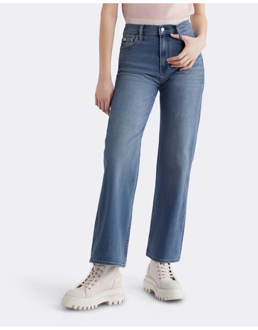 Wide Leg Jeans in Mid Blue