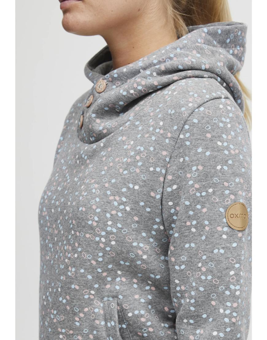 Thick Fleece Dot Pattern Hoodie-Grey